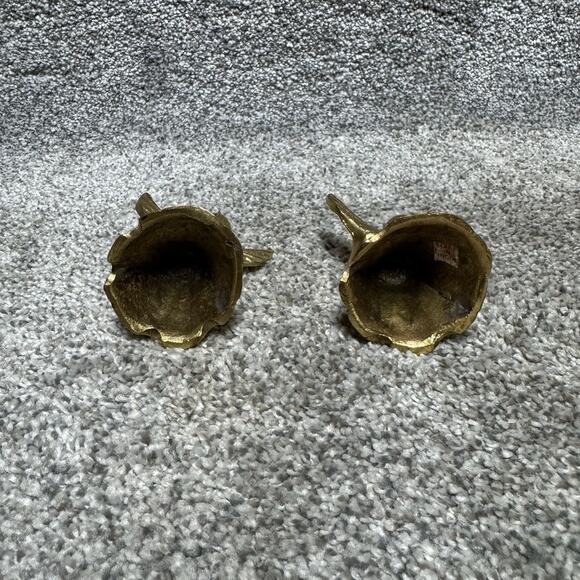 Vintage MCM Set of 2 Brass Angel Candle Holders India Christmas Decoration 3" - Picture 5 of 9